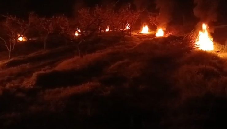 Bolu’da çiftçiler zirai don mesaisi yaptı