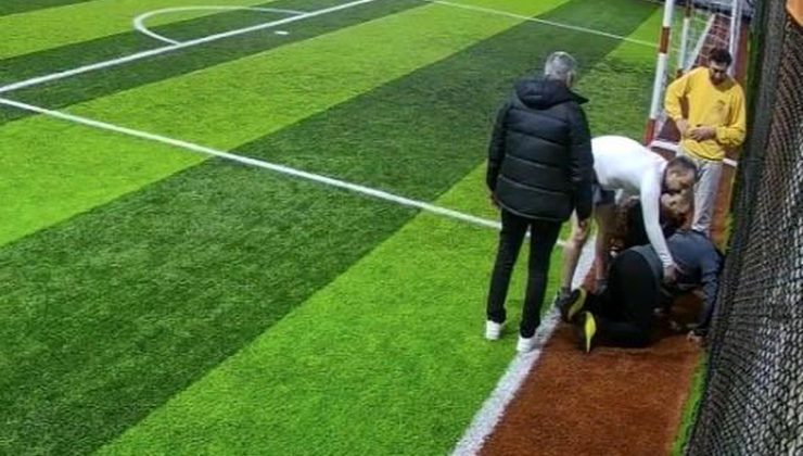 Halı saha maçında kalbine yenik düştü: O anlar kamerada