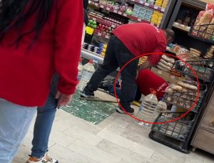 Markette kaos! Açık kapıdan girdi, ortalık karıştı