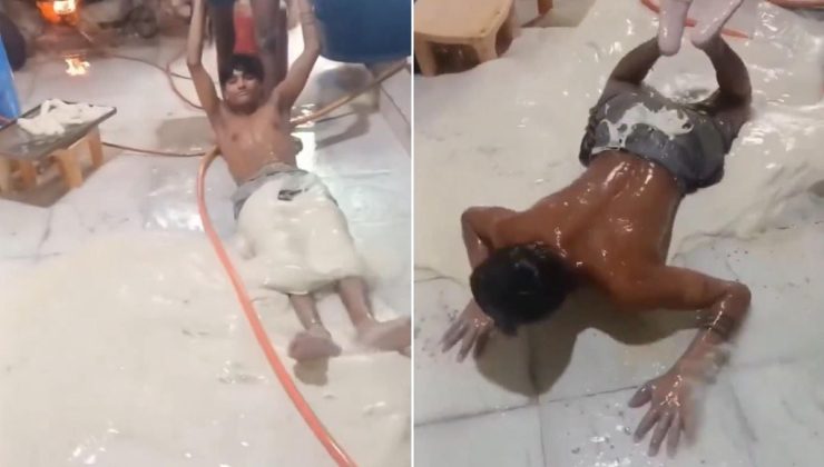 Restoran mutfağında skandal görüntü! Hamuru böyle hazırladılar