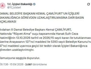 Ardahan Damal Belediye Başkanı Çamliyurt rüşvetten tutuklanıp görevden uzaklaştırıldı