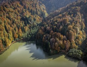 Artvin Borçka Karagöl Tabiat Parkı sonbahar renkleriyle ziyaretçilere manzara sunuyor
