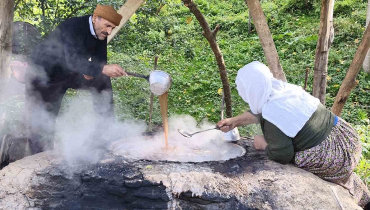 Bitlis Hizan’da 13 köyde üzüm suyu geleneksel yöntemle pekmeze dönüştürülüyor