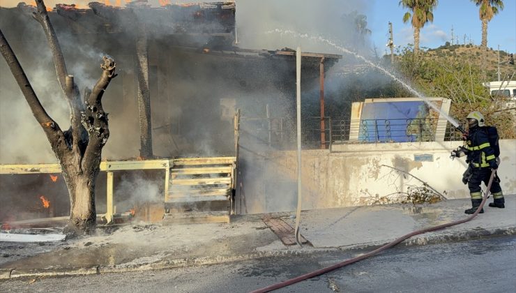 Bodrum’da iş yerinde çıkan yangın söndürüldü, 2 iş yerinde büyük hasar oluştu