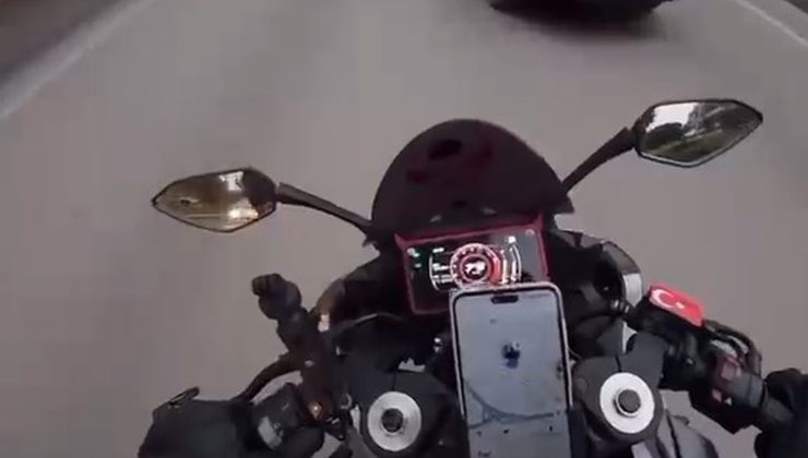 Bursa’da otomobilden kaçan motosiklet başka araca çarptı, kaza kask kamerasında