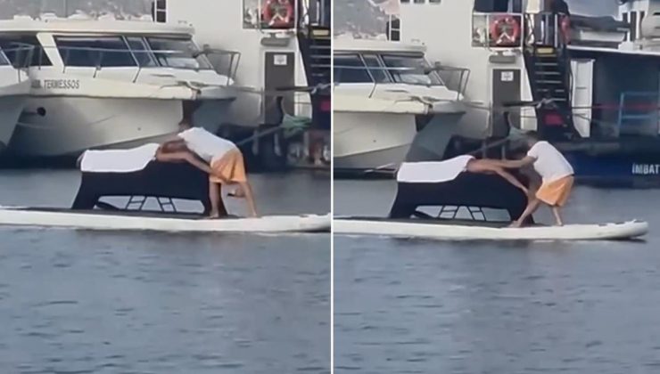 Denizin ortasında keyfin böylesi! Görenler şaşkına döndü