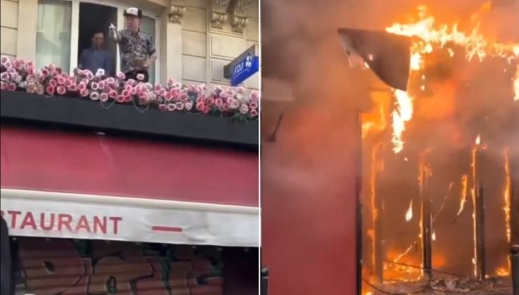 Fransa’da göstericilere parfüm sıkan işletmecinin restoranı ateşe verildi!