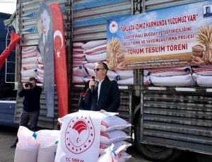 Gelibolu Ziraat Odası ve İl Tarım 52 üreticiye 61 ton buğday tohumu dağıttı