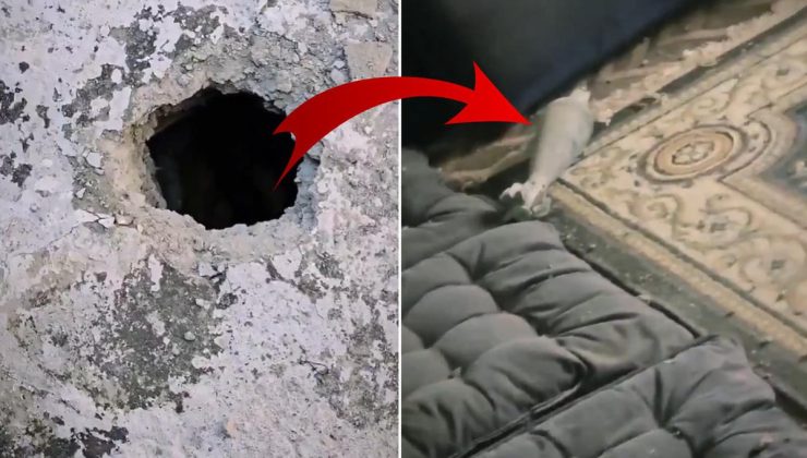 Husiler’in ateşlediği havan mermisi, bir evin duvarını delerek içeri düştü