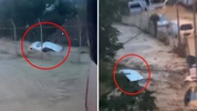 Sel felaketinde yürek yakan anlar! Kayıp Ahmet Derin’in aracı böyle sürüklenmiş