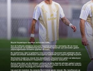 Kayserisporlu Benhur Keser, 2 maçta kaybedilen puanın sorumluluğunu üstlendi