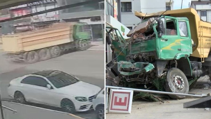 Pendik’te kamyonun eczaneye daldığı anlar kamerada! 7 kişi yaralandı