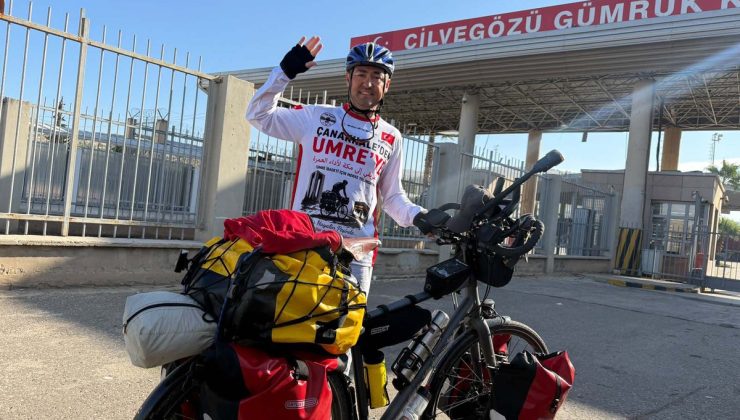 Rüyasını gerçekleştirmek için umreye giden bisikletli, Suriye’ye geçti